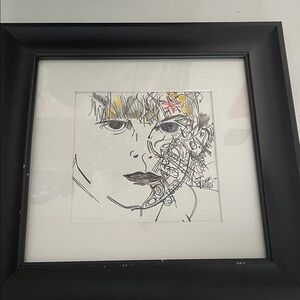 Dry media Abstract Black Framed Art, boy face WzAncona maivango.